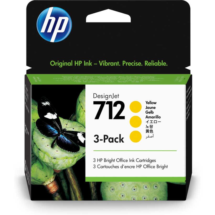 HP 712 3ED79A Sarı Orijinal Kartuş 3'lü Set